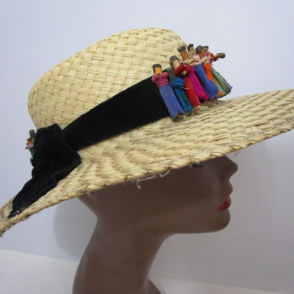 Natural Texture Straw Brim Hat Handcrafted Doll Family Vaca Sun Vaca main image 5